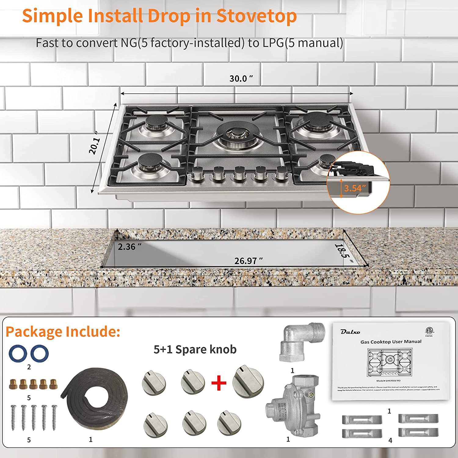 Dalxo 5 Italy Defendi Burner Gas Stovetop